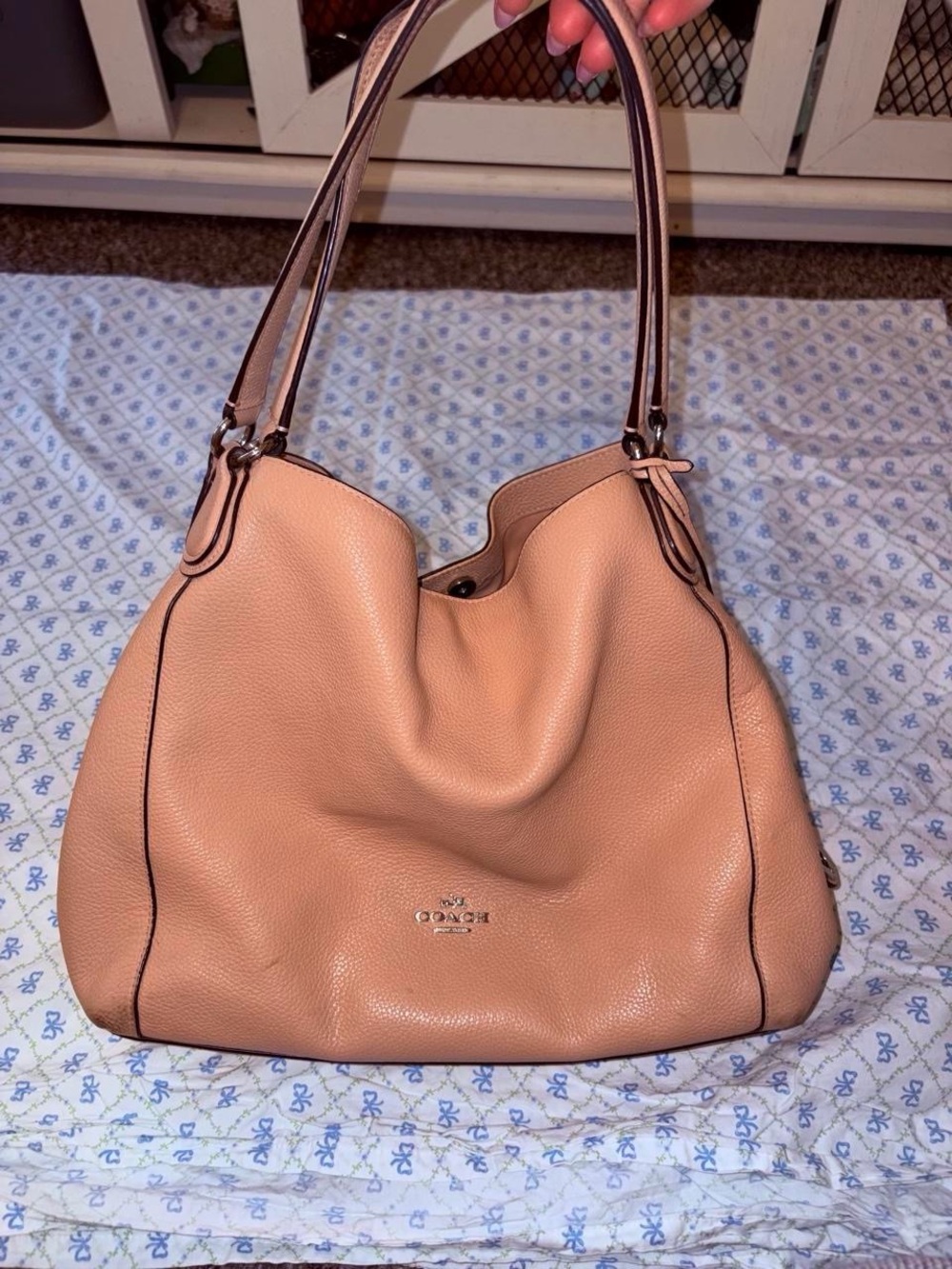 Coach Pebbled Leather Shoulder Bag in Peach